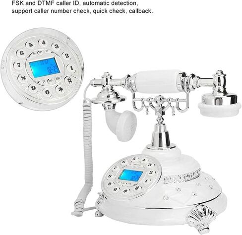هاتف V BESTLIFE العتيق، هاتف أرضي عتيق مطلي بالأحجار الكريمة مع FSK وDTMF لديكور مكتب الفندق in Saudi Arabia