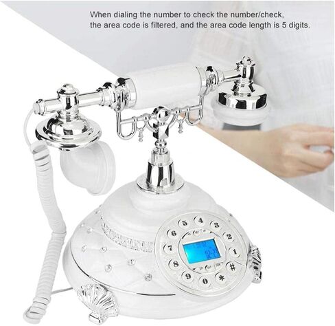 هاتف V BESTLIFE العتيق، هاتف أرضي عتيق مطلي بالأحجار الكريمة مع FSK وDTMF لديكور مكتب الفندق in Saudi Arabia