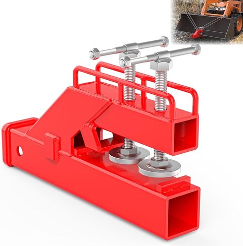 2024 Latest Upgraded Clamp on Trailer Hitch Receiver for Tractor Bucket Hitch 2" Ball Mount Adapter Compatible with Kubota Deere Bobcat Tractor Bucket Attachment Accessories (Red) in Kuwait