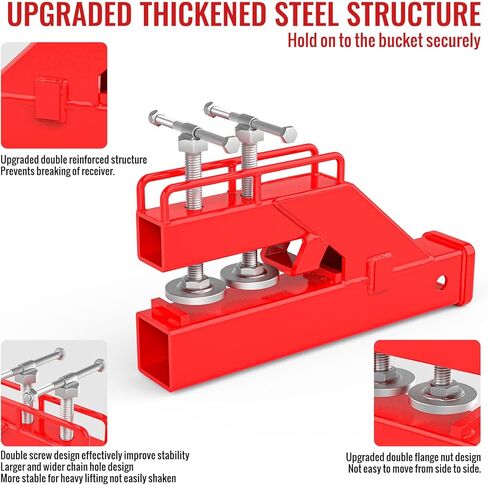 2024 Latest Upgraded Clamp on Trailer Hitch Receiver for Tractor Bucket Hitch 2" Ball Mount Adapter Compatible with Kubota Deere Bobcat Tractor Bucket Attachment Accessories (Red) in Kuwait