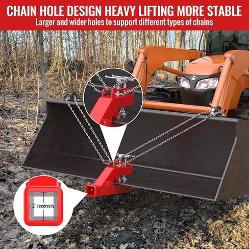 2024 Latest Upgraded Clamp on Trailer Hitch Receiver for Tractor Bucket Hitch 2" Ball Mount Adapter Compatible with Kubota Deere Bobcat Tractor Bucket Attachment Accessories (Red) in Kuwait