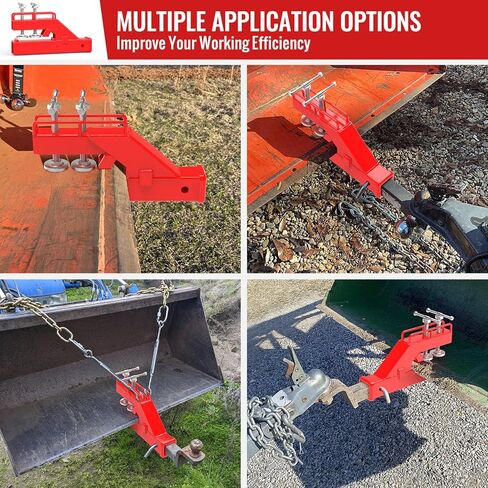 2024 Latest Upgraded Clamp on Trailer Hitch Receiver for Tractor Bucket Hitch 2" Ball Mount Adapter Compatible with Kubota Deere Bobcat Tractor Bucket Attachment Accessories (Red) in Kuwait