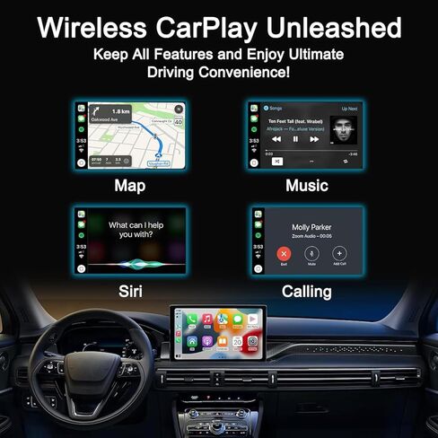 محول Carplay اللاسلكي لمحول سيارة Apple Bluetooth Carplay تحويل سلكي إلى Carplay Dongle لاسلكي للتحكم اللاسلكي والتوصيل والتشغيل مناسب للسيارات من 2015 وiPhone iOS 10+ in Kuwait
