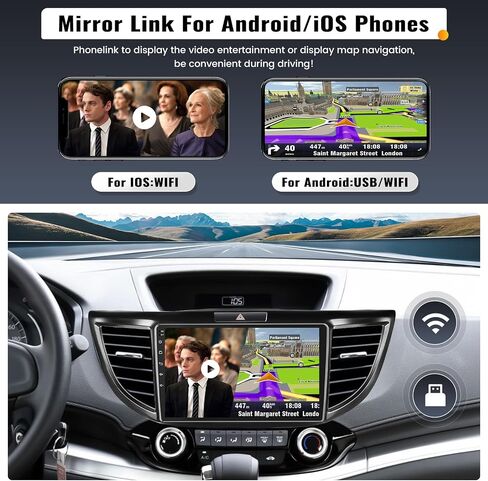 UNITOPSCI 2G+64G لهوندا CRV 2012-2016 راديو Android Car Stereo Wireless Apple CarPlay Android Auto Mirror Link 9 بوصة تعمل باللمس GPS Navigation WiFi Bluetooth FM/RDS راديو مع كاميرا احتياطية in Saudi Arabia