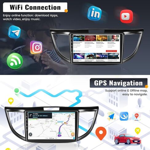 UNITOPSCI 2G+64G لهوندا CRV 2012-2016 راديو Android Car Stereo Wireless Apple CarPlay Android Auto Mirror Link 9 بوصة تعمل باللمس GPS Navigation WiFi Bluetooth FM/RDS راديو مع كاميرا احتياطية in Saudi Arabia