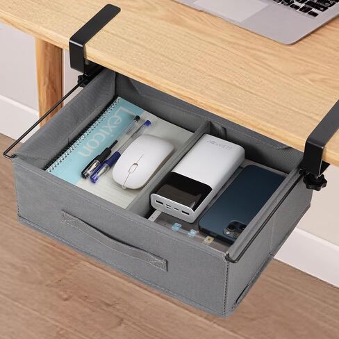 MASTLU Under Desk Storage Drawer, Slide Out Desk Drawer Organizer Large Capacity with Removable Compartments,Compatible with A4 Files, No Assembly Required, For Office Home School (Gary) in Saudi Arabia