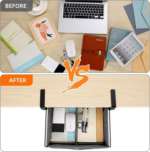 MASTLU Under Desk Storage Drawer, Slide Out Desk Drawer Organizer Large Capacity with Removable Compartments,Compatible with A4 Files, No Assembly Required, For Office Home School (Gary) in Saudi Arabia