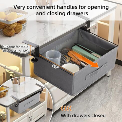 MASTLU Under Desk Storage Drawer, Slide Out Desk Drawer Organizer Large Capacity with Removable Compartments,Compatible with A4 Files, No Assembly Required, For Office Home School (Gary) in Saudi Arabia