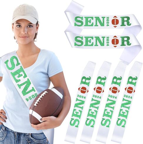 Marsui Senior 2024 Satin Sashes with Glitter Letters Cheerleader Sash Graduation Celebrations Sashes Senior Cheer Sash Class Competition 2024 Sashes for Girls Graduation Party (Vivid Style,24 Pcs) in Saudi Arabia