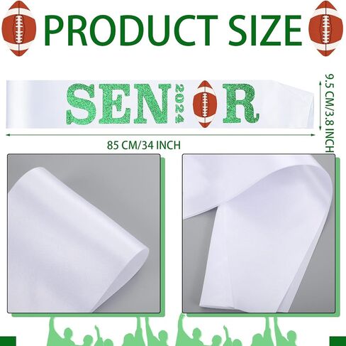 Marsui Senior 2024 Satin Sashes with Glitter Letters Cheerleader Sash Graduation Celebrations Sashes Senior Cheer Sash Class Competition 2024 Sashes for Girls Graduation Party (Vivid Style,24 Pcs) in Saudi Arabia