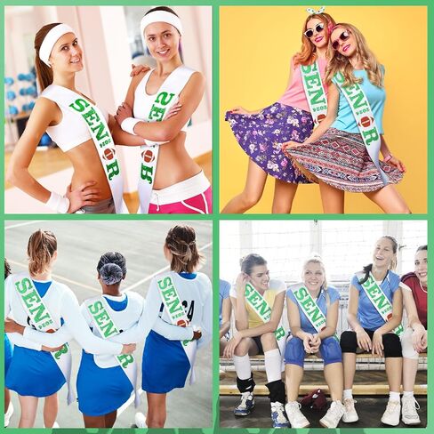 Marsui Senior 2024 Satin Sashes with Glitter Letters Cheerleader Sash Graduation Celebrations Sashes Senior Cheer Sash Class Competition 2024 Sashes for Girls Graduation Party (Vivid Style,24 Pcs) in Saudi Arabia