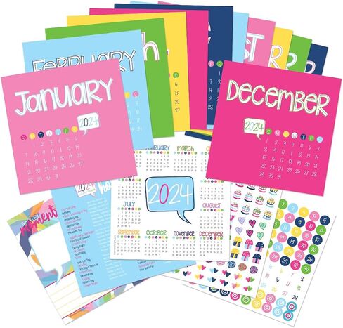 2024 Mini Monthly Desktop Calendar for Office or Desk includes Stickers 5"x5" U-Frame-it, Pin it or Put in Easel Stand For Home Décor in Saudi Arabia