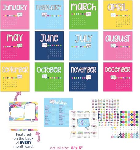 2024 Mini Monthly Desktop Calendar for Office or Desk includes Stickers 5"x5" U-Frame-it, Pin it or Put in Easel Stand For Home Décor in Saudi Arabia