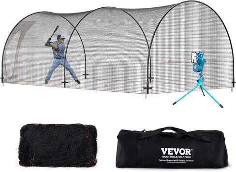 vevor قفص البيسبول الضرب، الكرة اللينة والبيسبول شبكة قفص الضرب والإطار، ممارسة شبكة قفص المحمولة مع حقيبة حمل، الثقيلة قفص رمي المغلقة، للتدريب على ضرب الضرب في الفناء الخلفي، 22ft in Saudi Arabia