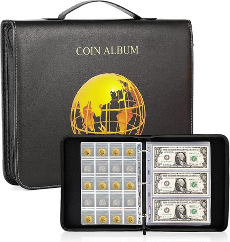 Coin Collection Holder Album Book for Collectors,200 Pockets Coins Collecting Album & 30 Pockets Paper Money Stamp Page Album Supplies for Collectors (200 coins+30 paper money binder) in Saudi Arabia