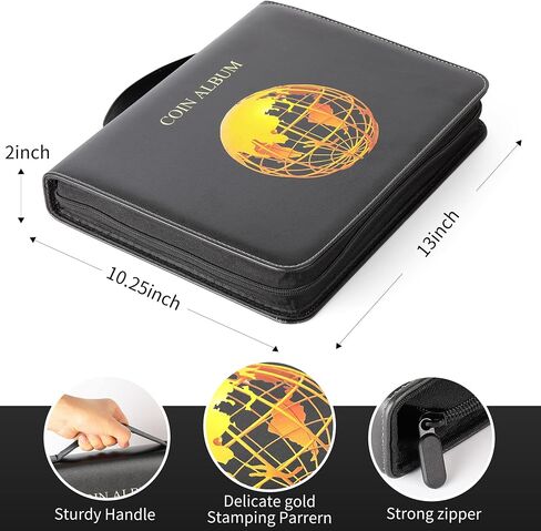 Coin Collection Holder Album Book for Collectors,200 Pockets Coins Collecting Album & 30 Pockets Paper Money Stamp Page Album Supplies for Collectors (200 coins+30 paper money binder) in Saudi Arabia