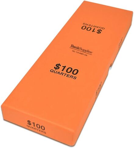 BankSupplies Quarter Chip Board Coin Storage Box - Orange- $100 Capacity - Storage Box for Wrapped Coin Rolls - Chipboard Coin Box - Coin Collection Box in Saudi Arabia