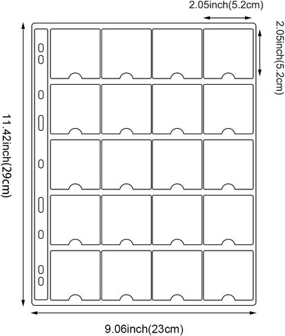 15 ورقة بلاستيكية 300 جيب قياسي بـ 9 فتحات للعملات المعدنية، حشوات جيب للعملات المعدنية، أكمام مجمعة لمستلزمات تخزين مجموعة من الورق المقوى مقاس 2 × 2 بوصة، 2.05 × 2.05 بوصة، 20 جيبًا/ورقة in Kuwait