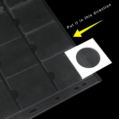 15 ورقة بلاستيكية 300 جيب قياسي بـ 9 فتحات للعملات المعدنية، حشوات جيب للعملات المعدنية، أكمام مجمعة لمستلزمات تخزين مجموعة من الورق المقوى مقاس 2 × 2 بوصة، 2.05 × 2.05 بوصة، 20 جيبًا/ورقة in Kuwait