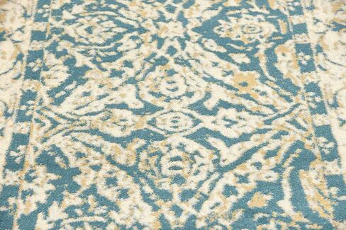Unique Loom Oslo Collection Traditional Botanical Teal Runner Rug (3' x 13') in Saudi Arabia
