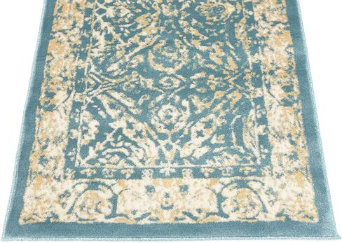 Unique Loom Oslo Collection Traditional Botanical Teal Runner Rug (3' x 13') in Saudi Arabia