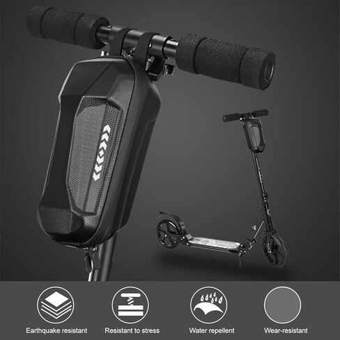 حقيبة سكوتر OurLeeme - حقيبة تخزين سكوتر كهربائي مقاومة للماء من مادة EVA ذات هيكل صلب للسكوتر وحقيبة مقود الدراجة الأمامية لأنواع الدراجات البخارية والدراجات (أسود، 2 لتر) in Kuwait