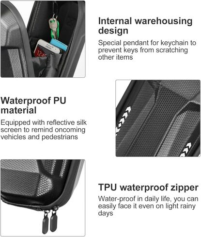 حقيبة سكوتر OurLeeme - حقيبة تخزين سكوتر كهربائي مقاومة للماء من مادة EVA ذات هيكل صلب للسكوتر وحقيبة مقود الدراجة الأمامية لأنواع الدراجات البخارية والدراجات (أسود، 2 لتر) in Kuwait