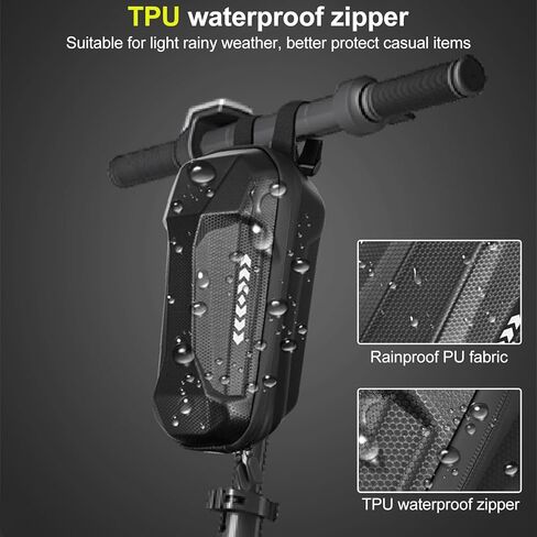 حقيبة سكوتر OurLeeme - حقيبة تخزين سكوتر كهربائي مقاومة للماء من مادة EVA ذات هيكل صلب للسكوتر وحقيبة مقود الدراجة الأمامية لأنواع الدراجات البخارية والدراجات (أسود، 2 لتر) in Kuwait