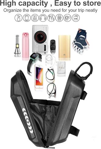 حقيبة سكوتر OurLeeme - حقيبة تخزين سكوتر كهربائي مقاومة للماء من مادة EVA ذات هيكل صلب للسكوتر وحقيبة مقود الدراجة الأمامية لأنواع الدراجات البخارية والدراجات (أسود، 2 لتر) in Kuwait