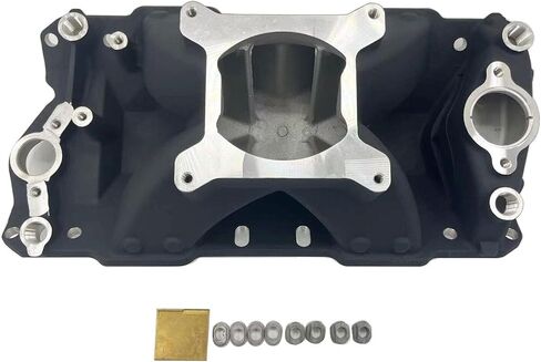Auminum Single Plane HI RISE Intake Manifold for 1957-'95 Small Block Chevy SBC 350 400 Black in Saudi Arabia