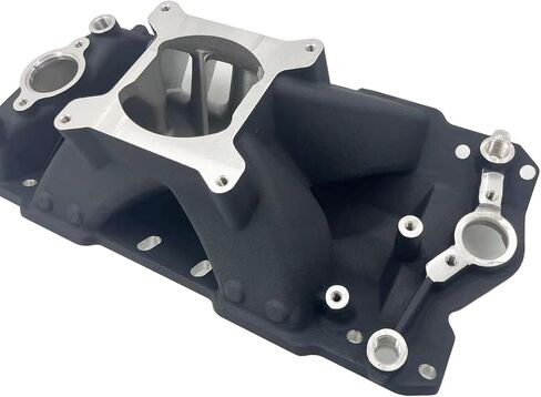 Auminum Single Plane HI RISE Intake Manifold for 1957-'95 Small Block Chevy SBC 350 400 Black in Saudi Arabia