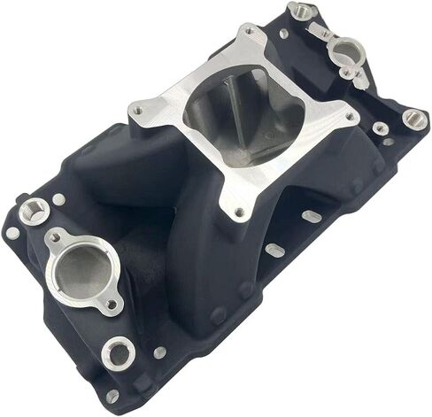 Auminum Single Plane HI RISE Intake Manifold for 1957-'95 Small Block Chevy SBC 350 400 Black in Saudi Arabia