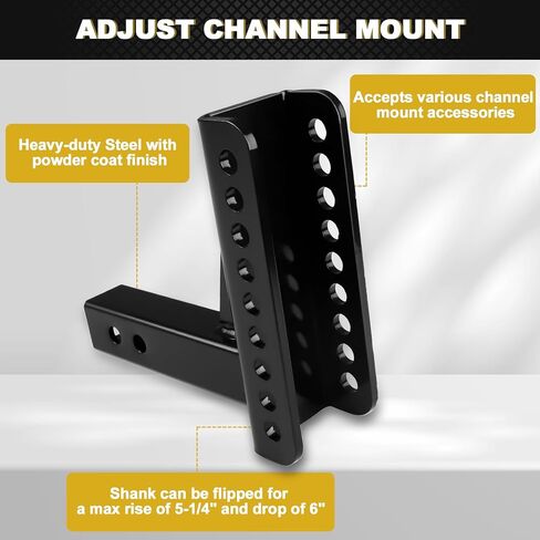 45900 حامل كرة وصلة مقطورة قابل للتعديل، حامل قناة قابل للتعديل مع كرة 2 بوصة وكرة 2-5/16 بوصة، مع ساق 2 بوصة لوصلة أنبوب الاستقبال 2 بوصة × 2 بوصة، 20000 رطل، أقصى ارتفاع 5-1/4 بوصة وقطرات 6 بوصات، أسود in Kuwait