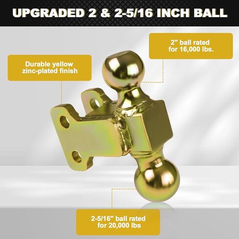 45900 حامل كرة وصلة مقطورة قابل للتعديل، حامل قناة قابل للتعديل مع كرة 2 بوصة وكرة 2-5/16 بوصة، مع ساق 2 بوصة لوصلة أنبوب الاستقبال 2 بوصة × 2 بوصة، 20000 رطل، أقصى ارتفاع 5-1/4 بوصة وقطرات 6 بوصات، أسود in Kuwait