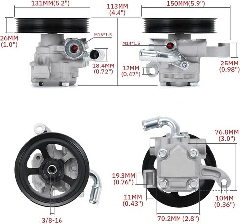 Power Steering Pump with Pulley Replacement for Buick Enclave Chevy Traverse GMC Acadia Saturn Outlook 3.6L 2007-2017 Replace 20954812 20-2403 96-2403 (Model A) in Saudi Arabia