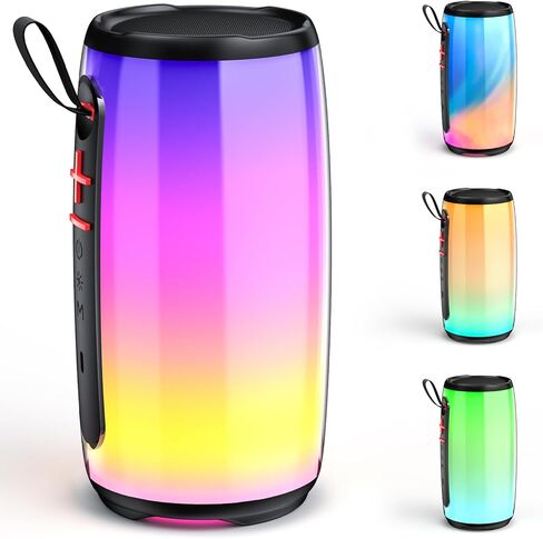 D21-Portable Bluetooth Speaker, Wireless Waterproof Speaker with Colorful Lights, Support TWS/TF Card/USB/AUX, Loud HD Stereo Sound, Robust Bass, Lightweight for Party/Outdoor/Camping in Saudi Arabia
