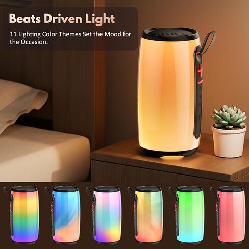 D21-Portable Bluetooth Speaker, Wireless Waterproof Speaker with Colorful Lights, Support TWS/TF Card/USB/AUX, Loud HD Stereo Sound, Robust Bass, Lightweight for Party/Outdoor/Camping in Saudi Arabia