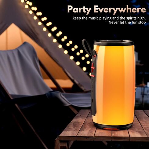 D21-Portable Bluetooth Speaker, Wireless Waterproof Speaker with Colorful Lights, Support TWS/TF Card/USB/AUX, Loud HD Stereo Sound, Robust Bass, Lightweight for Party/Outdoor/Camping in Saudi Arabia