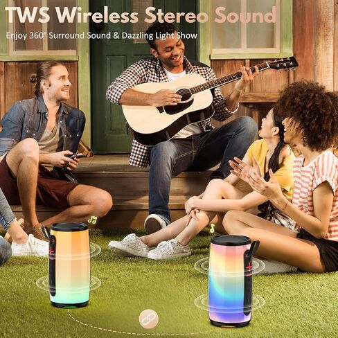 D21-Portable Bluetooth Speaker, Wireless Waterproof Speaker with Colorful Lights, Support TWS/TF Card/USB/AUX, Loud HD Stereo Sound, Robust Bass, Lightweight for Party/Outdoor/Camping in Saudi Arabia