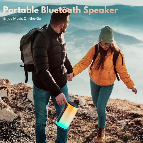 D21-Portable Bluetooth Speaker, Wireless Waterproof Speaker with Colorful Lights, Support TWS/TF Card/USB/AUX, Loud HD Stereo Sound, Robust Bass, Lightweight for Party/Outdoor/Camping in Saudi Arabia