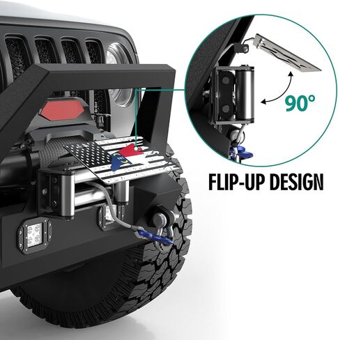 License Plate Mounting Bracket, Flip up Winch License Plate Holder, Hawse and Roller Fairlead Compatible License Plate Bracket in Saudi Arabia