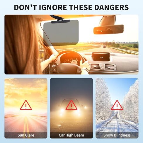 Upgraded Car Sun Visor Extender - Optimize Vision with Adaptable, Polarized, UV400 Shielding, Adjustable Design for Glare-Free Driving, Protection from UV Rays & Stray Light, Ensure Safe & Clear Sight in Kuwait