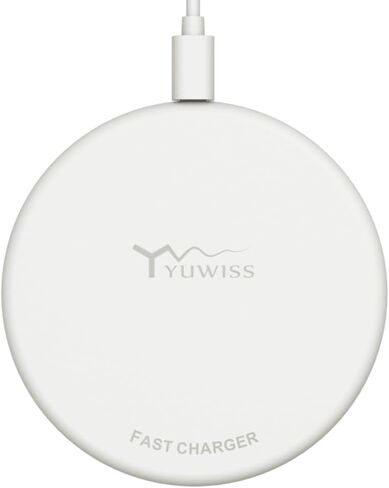 YW YUWISS Wireless Charger, 10W Max Fast Wireless Charging Pad Compatible with iPhone 15/15 Plus/15 Pro Max/14/13/SE 2022/12/11/X/8,Samsung Galaxy S22/S21/S20 (Ivory) in Saudi Arabia