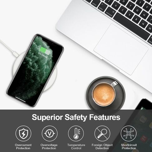 YW YUWISS Wireless Charger, 10W Max Fast Wireless Charging Pad Compatible with iPhone 15/15 Plus/15 Pro Max/14/13/SE 2022/12/11/X/8,Samsung Galaxy S22/S21/S20 (Ivory) in Saudi Arabia