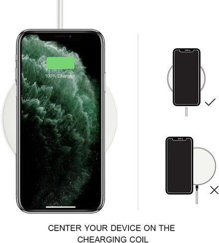 YW YUWISS Wireless Charger, 10W Max Fast Wireless Charging Pad Compatible with iPhone 15/15 Plus/15 Pro Max/14/13/SE 2022/12/11/X/8,Samsung Galaxy S22/S21/S20 (Ivory) in Saudi Arabia