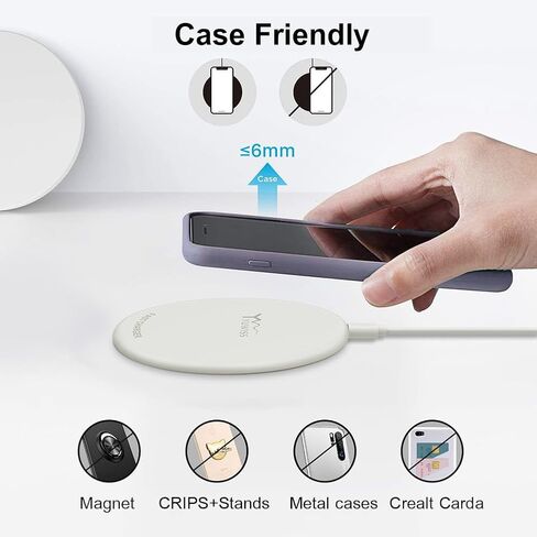 YW YUWISS Wireless Charger, 10W Max Fast Wireless Charging Pad Compatible with iPhone 15/15 Plus/15 Pro Max/14/13/SE 2022/12/11/X/8,Samsung Galaxy S22/S21/S20 (Ivory) in Saudi Arabia