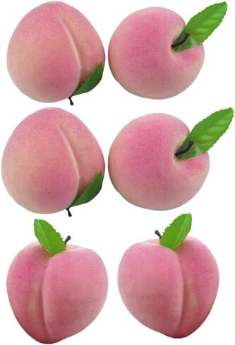 6pcs Fake Peaches Artificial Fruits 3.2 Inch Realistic Simulated Faux Peaches Lifelike Peach Fruit Decor for Home Kitchen Display Birthday Party Decoration Photo Props in Saudi Arabia