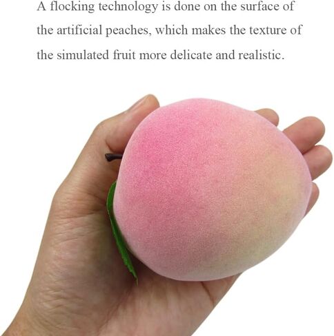 6pcs Fake Peaches Artificial Fruits 3.2 Inch Realistic Simulated Faux Peaches Lifelike Peach Fruit Decor for Home Kitchen Display Birthday Party Decoration Photo Props in Saudi Arabia