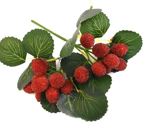 عبوتان من التوت الاصطناعي، باقة فواكه محاكاة مع أوراق زهور نابضة بالحياة وتوت نباتي لديكور المنزل والمطبخ وحفلات الزفاف والدعائم التصويرية (أحمر) in Kuwait