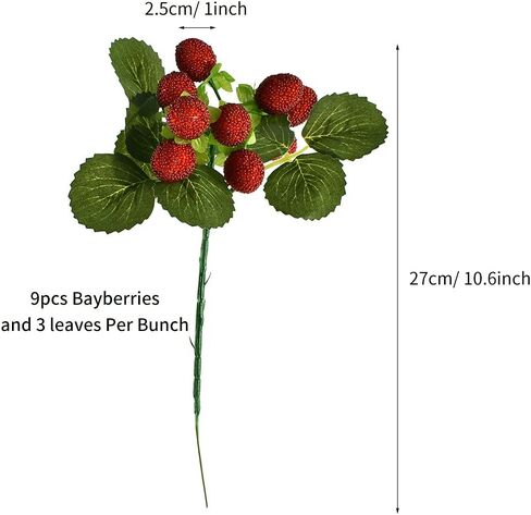 عبوتان من التوت الاصطناعي، باقة فواكه محاكاة مع أوراق زهور نابضة بالحياة وتوت نباتي لديكور المنزل والمطبخ وحفلات الزفاف والدعائم التصويرية (أحمر) in Kuwait